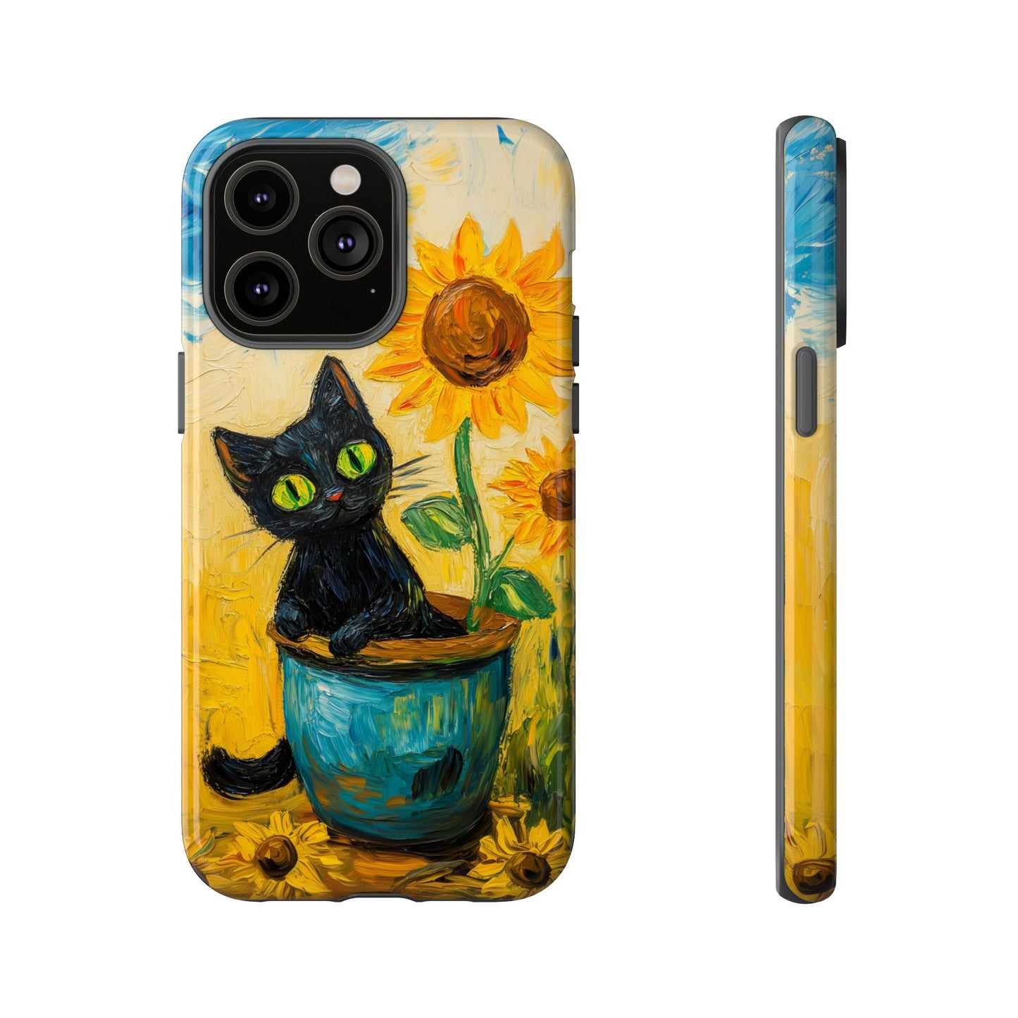 Whimsical Sunflower Cat iPhone Case - Golden Bloom