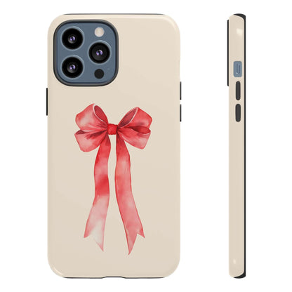 Cute Watercolor Red Ribbon Bow iPhone Case
