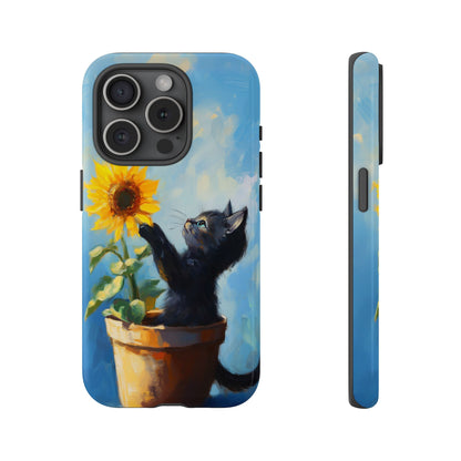 Cute Cat and Sunflower iPhone Case for Pet Lovers