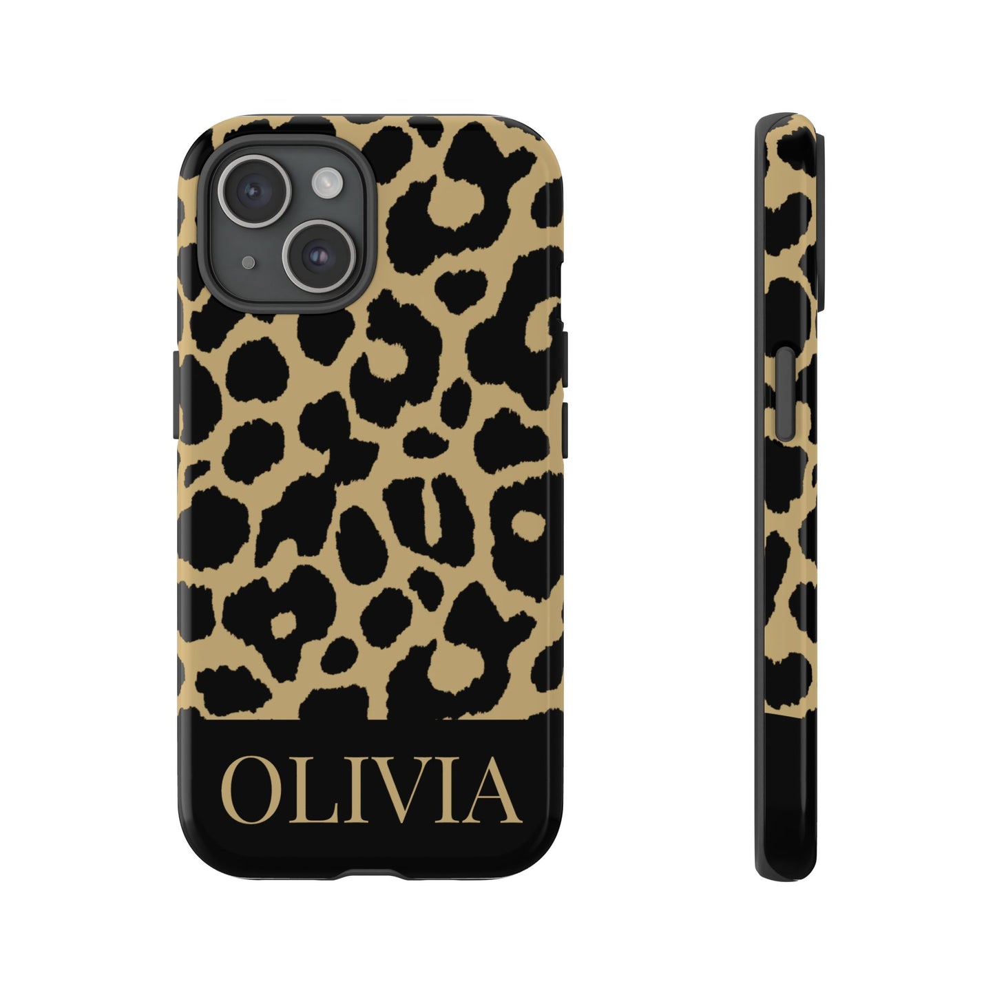 Classic Gold Black Leopard Print iPhone Case - Custom Name