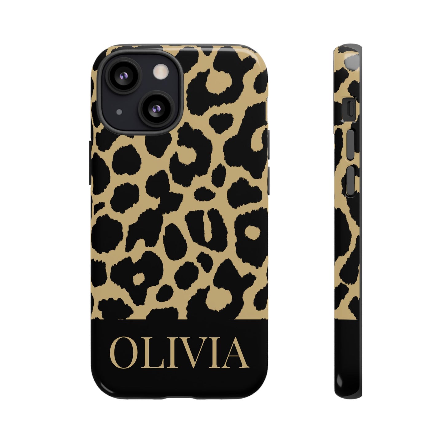 Classic Gold Black Leopard Print iPhone Case - Custom Name