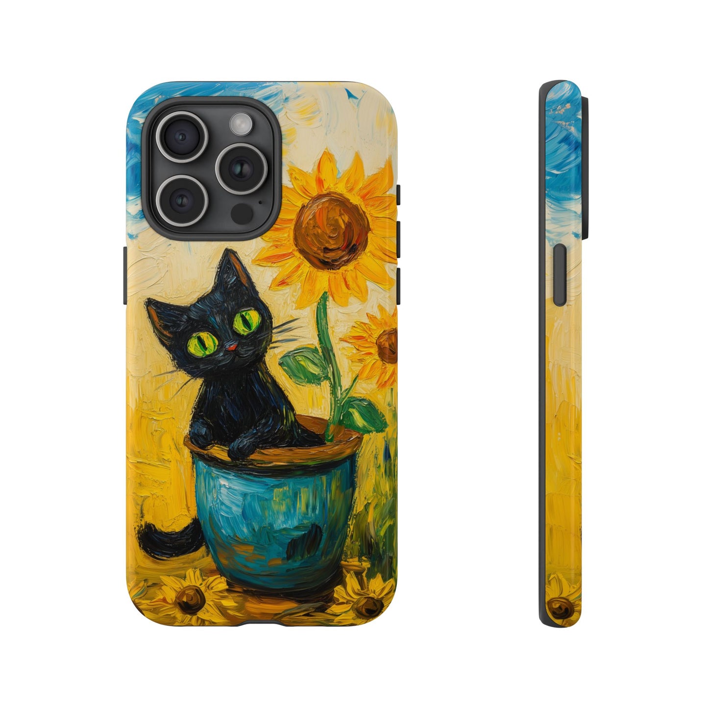 Whimsical Sunflower Cat iPhone Case - Golden Bloom