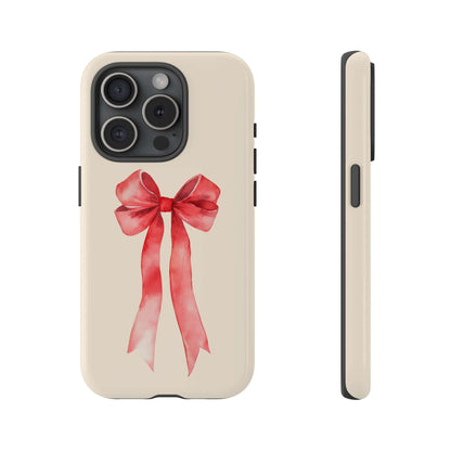 Cute Watercolor Red Ribbon Bow iPhone Case