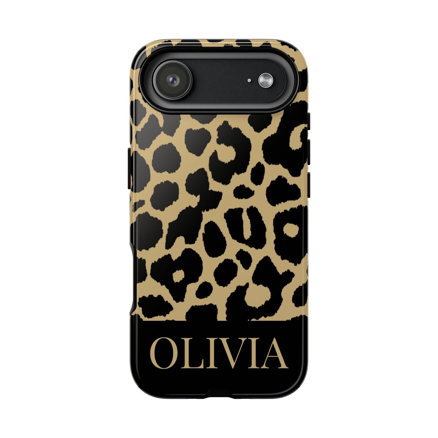 Classic Gold Black Leopard Print iPhone Case - Custom Name