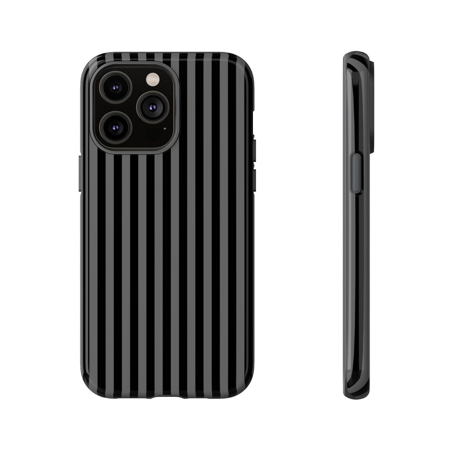 Obsidian Elegance - Striped Black iPhone Case