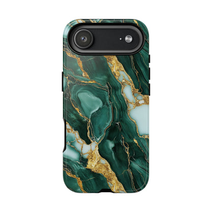 Emerald Green Marble Gold Vein iPhone Case