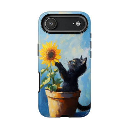 Cute Cat and Sunflower iPhone Case for Pet Lovers