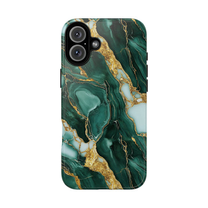 Emerald Green Marble Gold Vein iPhone Case