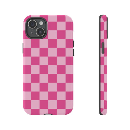 Hot Pink Checker Pattern iPhone Case for Girls