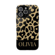Classic Gold Black Leopard Print iPhone Case - Custom Name