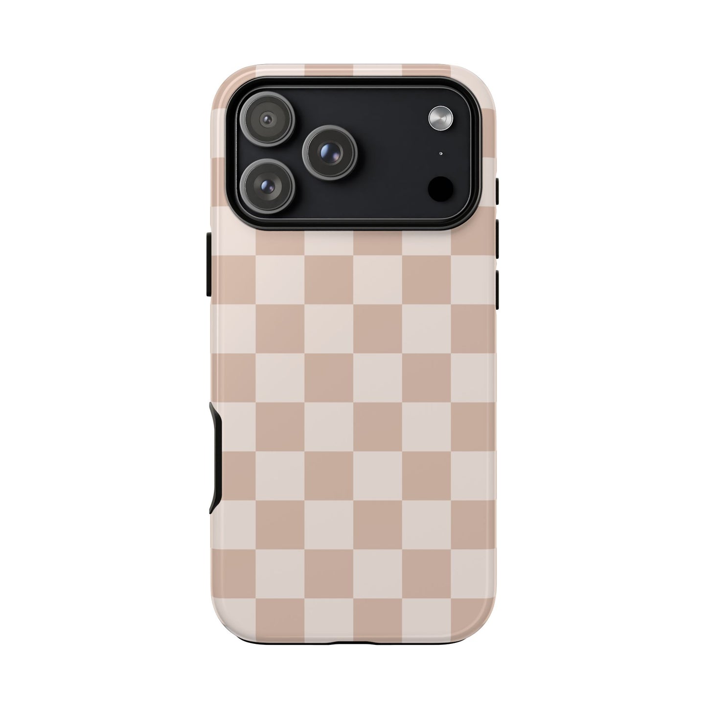Aesthetic Checkered Pattern iPhone Case | Nude Beige