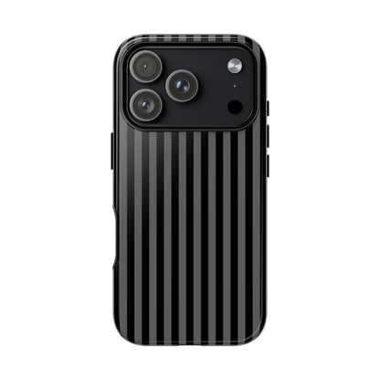 Obsidian Elegance - Striped Black iPhone Case