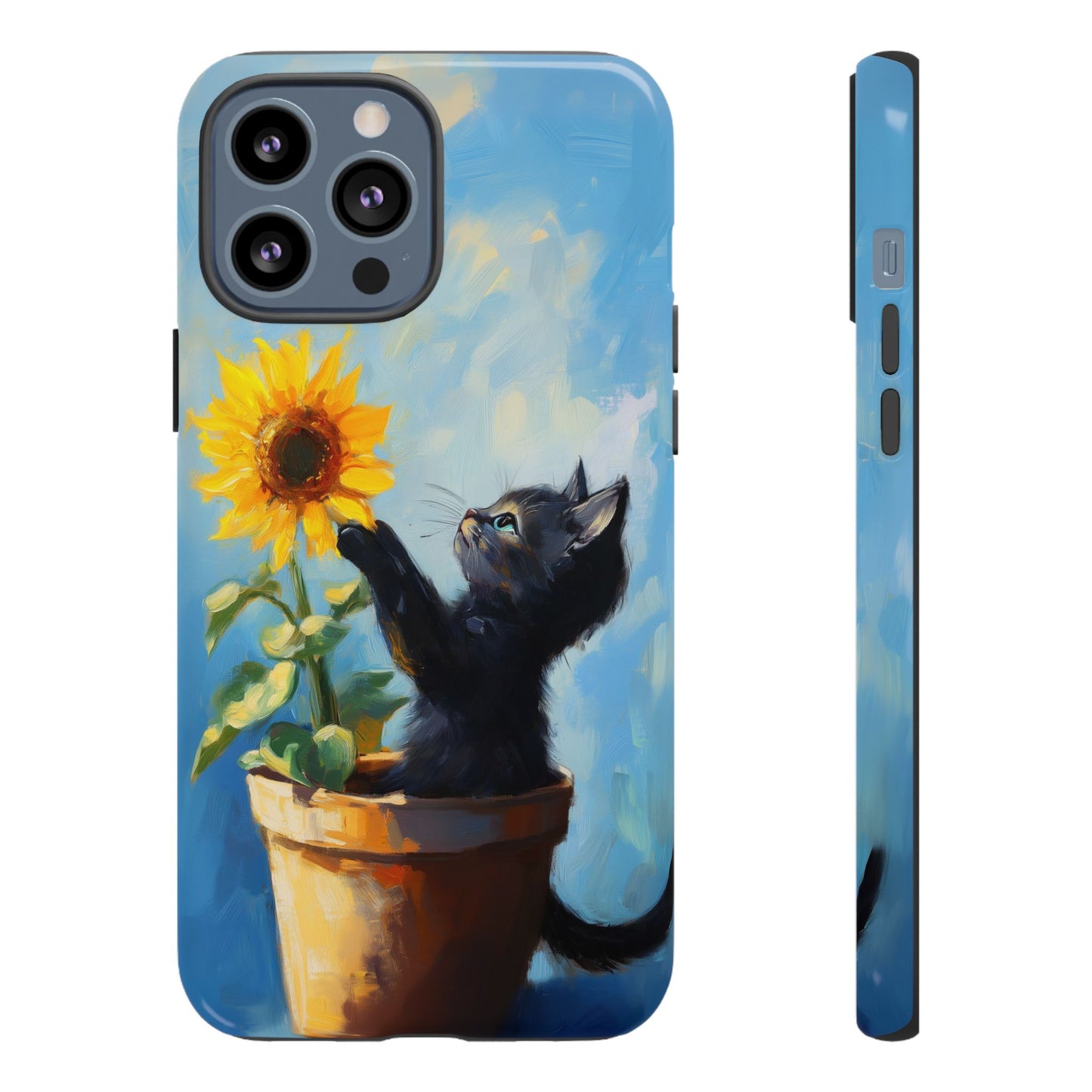 Cute Cat and Sunflower iPhone Case for Pet Lovers