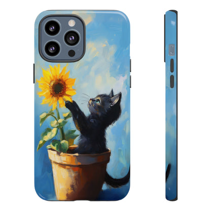 Cute Cat and Sunflower iPhone Case for Pet Lovers