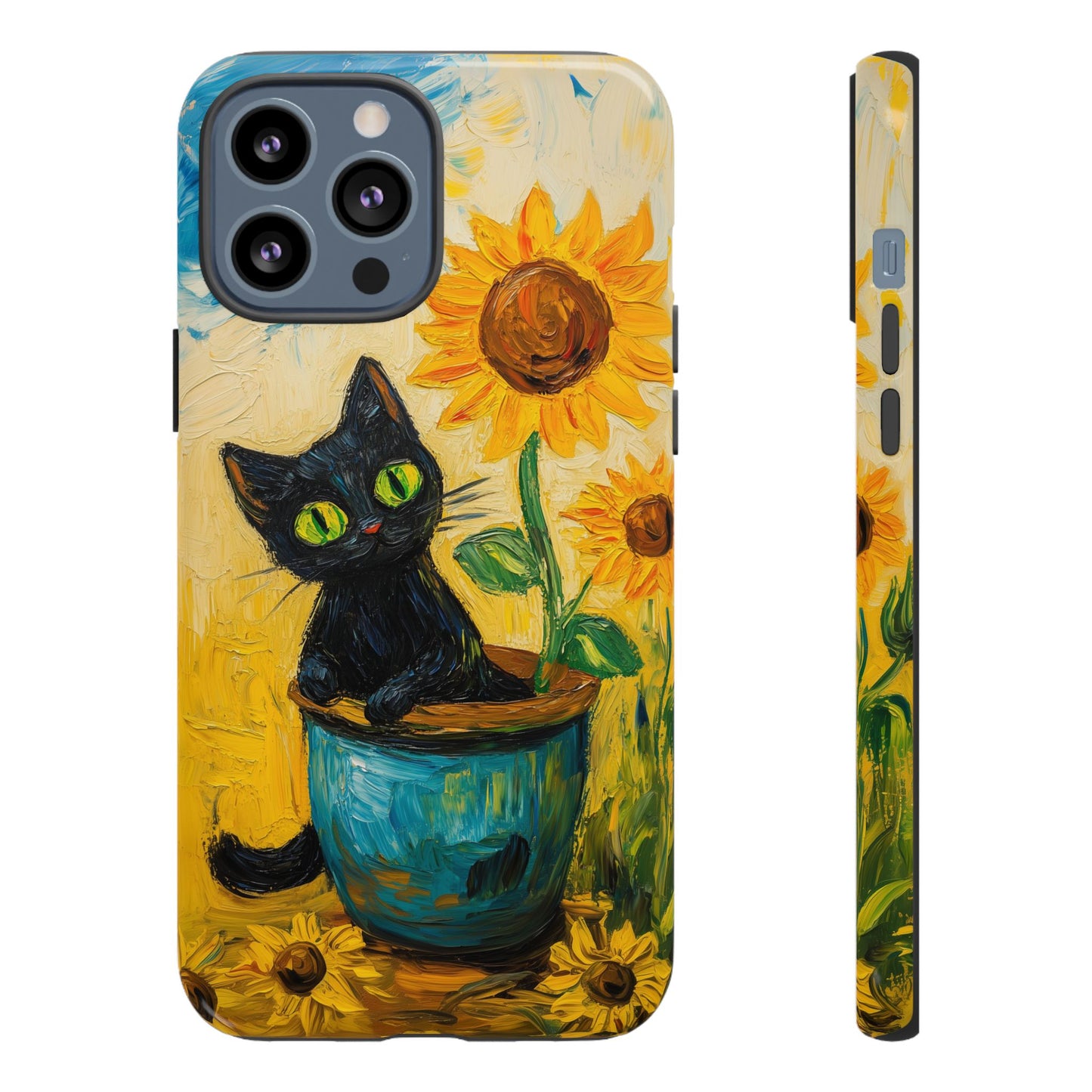 Whimsical Sunflower Cat iPhone Case - Golden Bloom
