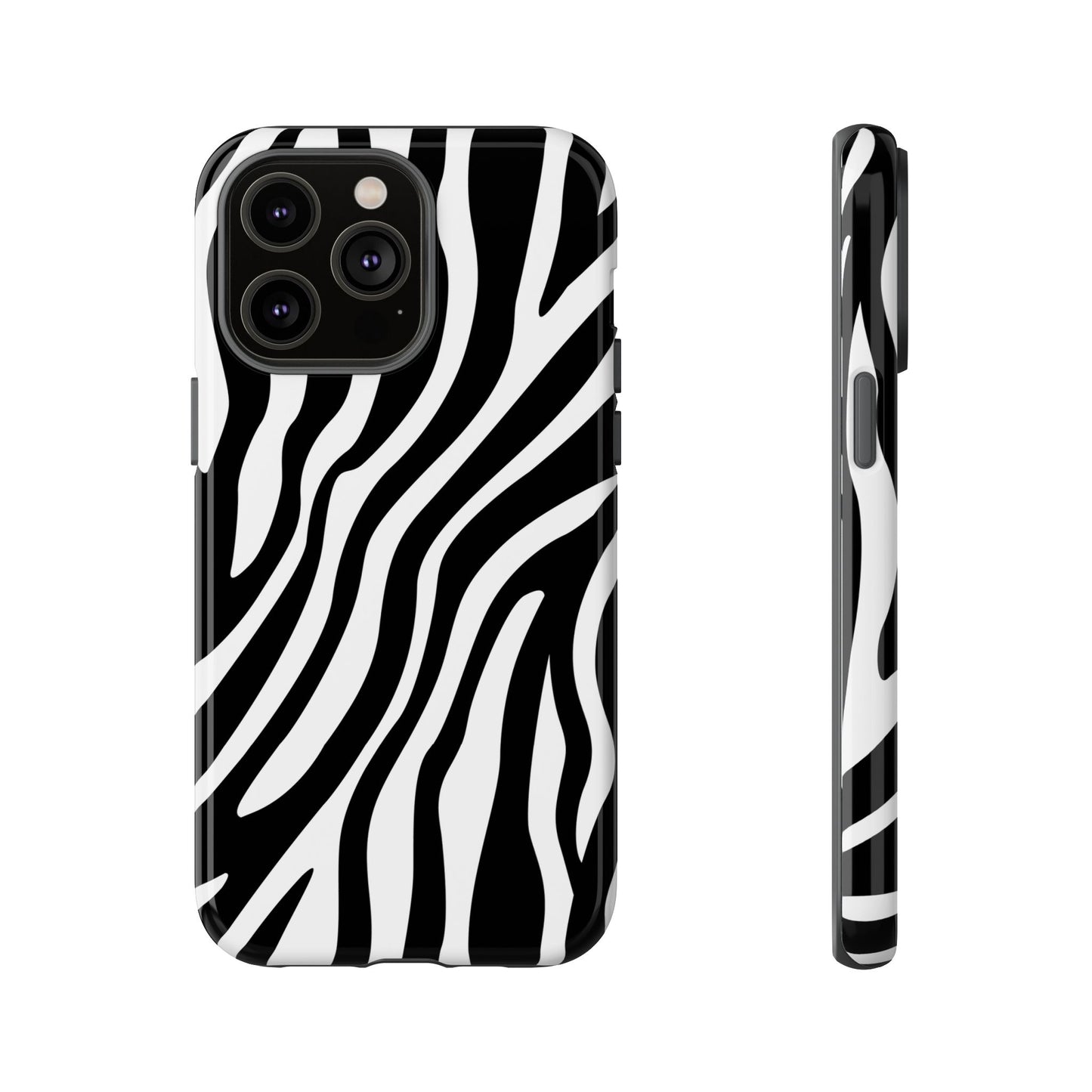 Zebra Print iPhone Case - Black White