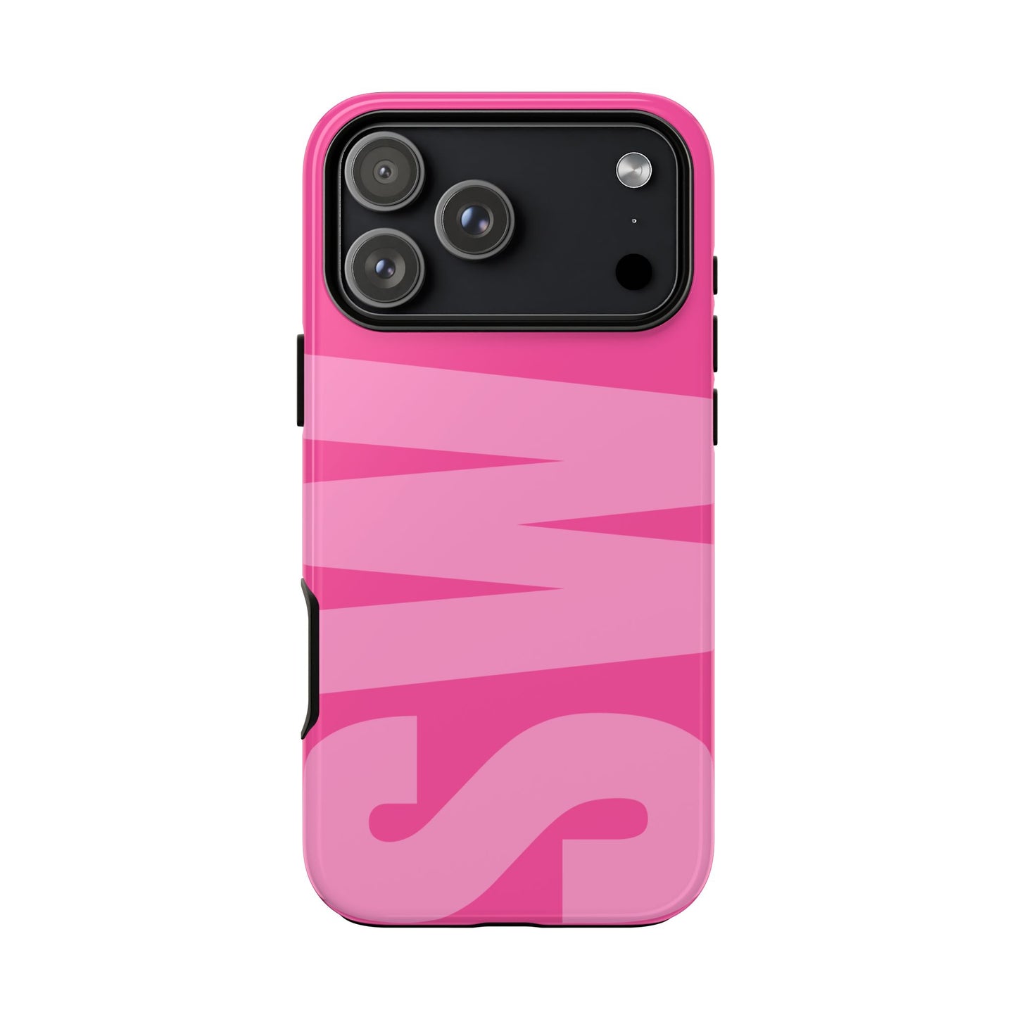 Hot Pink Personalized Monogram iPhone Case - Custom Initial Tough Cover