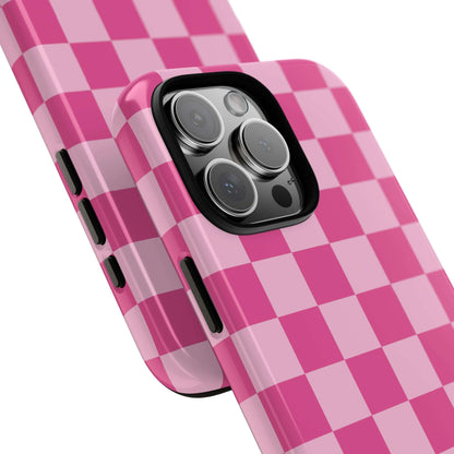 Hot Pink Checker Pattern iPhone Case for Girls