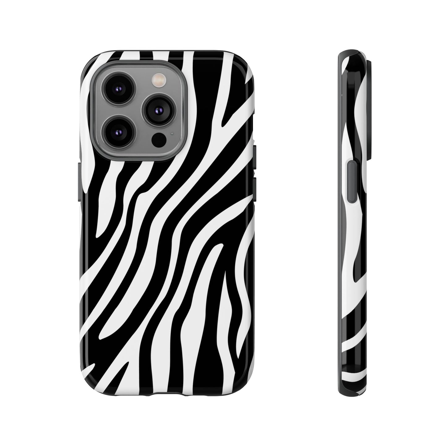 Zebra Print iPhone Case - Black White