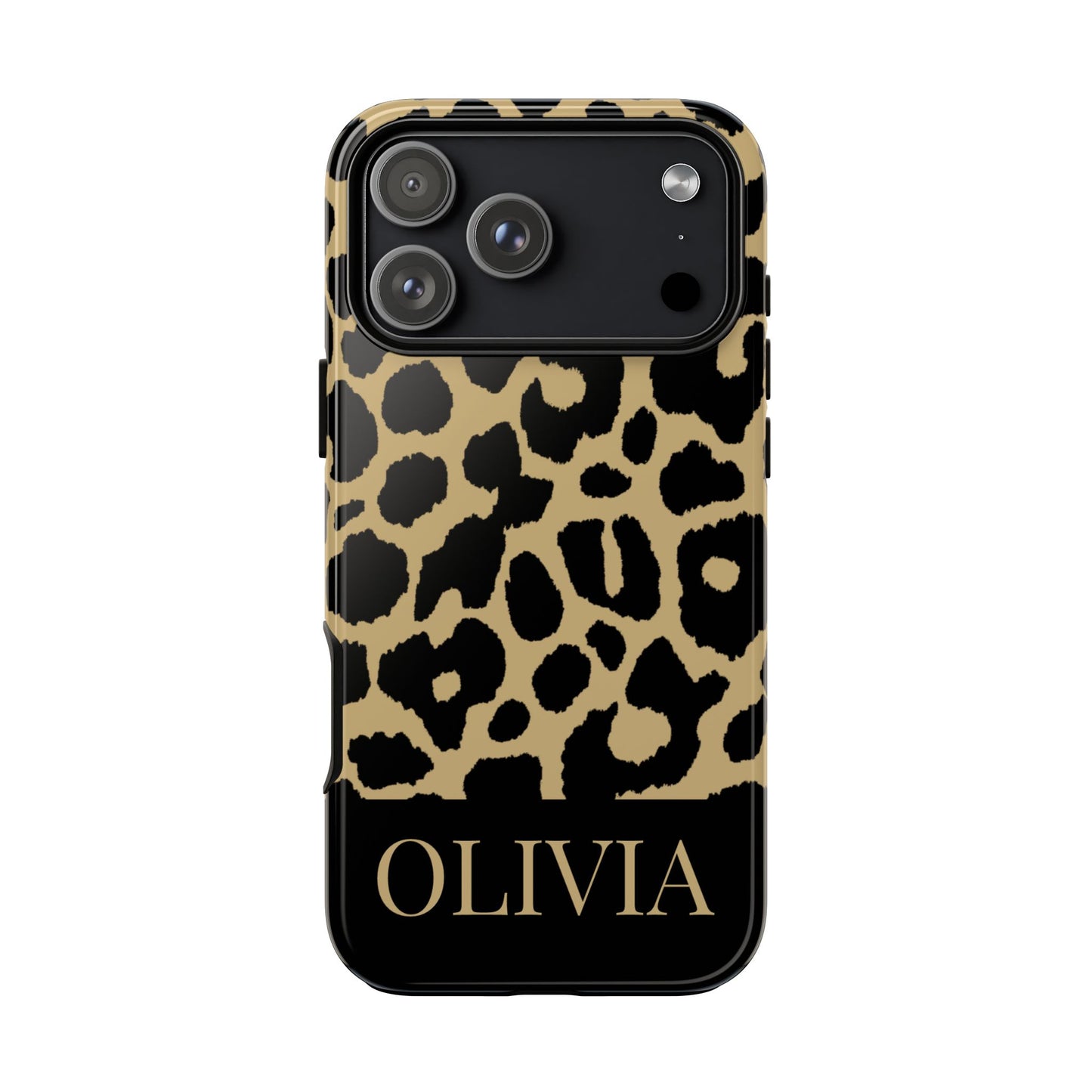 Classic Gold Black Leopard Print iPhone Case - Custom Name