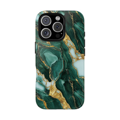 Emerald Green Marble Gold Vein iPhone Case