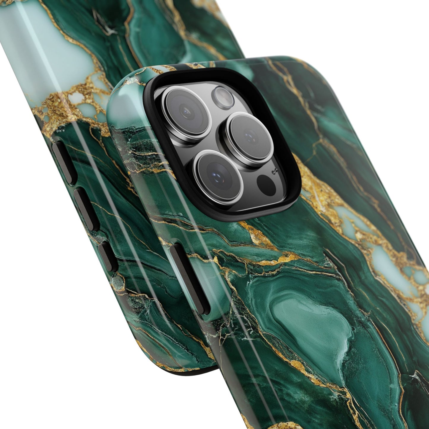 Emerald Green Marble Gold Vein iPhone Case