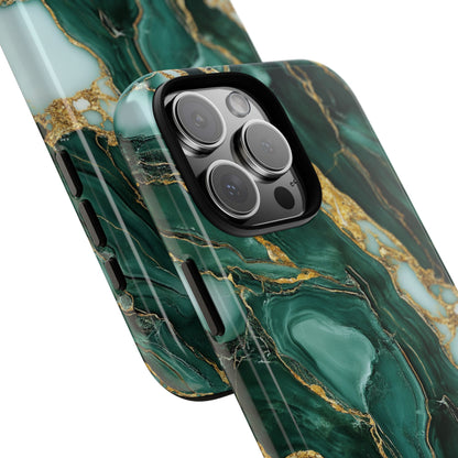 Emerald Green Marble Gold Vein iPhone Case
