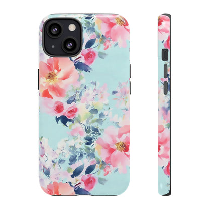 Watercolor Floral iPhone Case - Pastel Mint