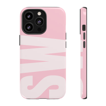 Millennial Pink Custom Initial Monogram iPhone Case - Shockproof