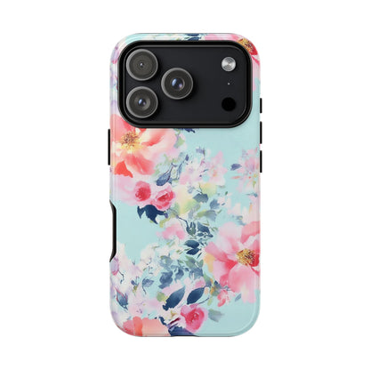 Watercolor Floral iPhone Case - Pastel Mint