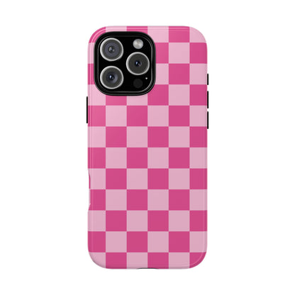 Hot Pink Checker Pattern iPhone Case for Girls