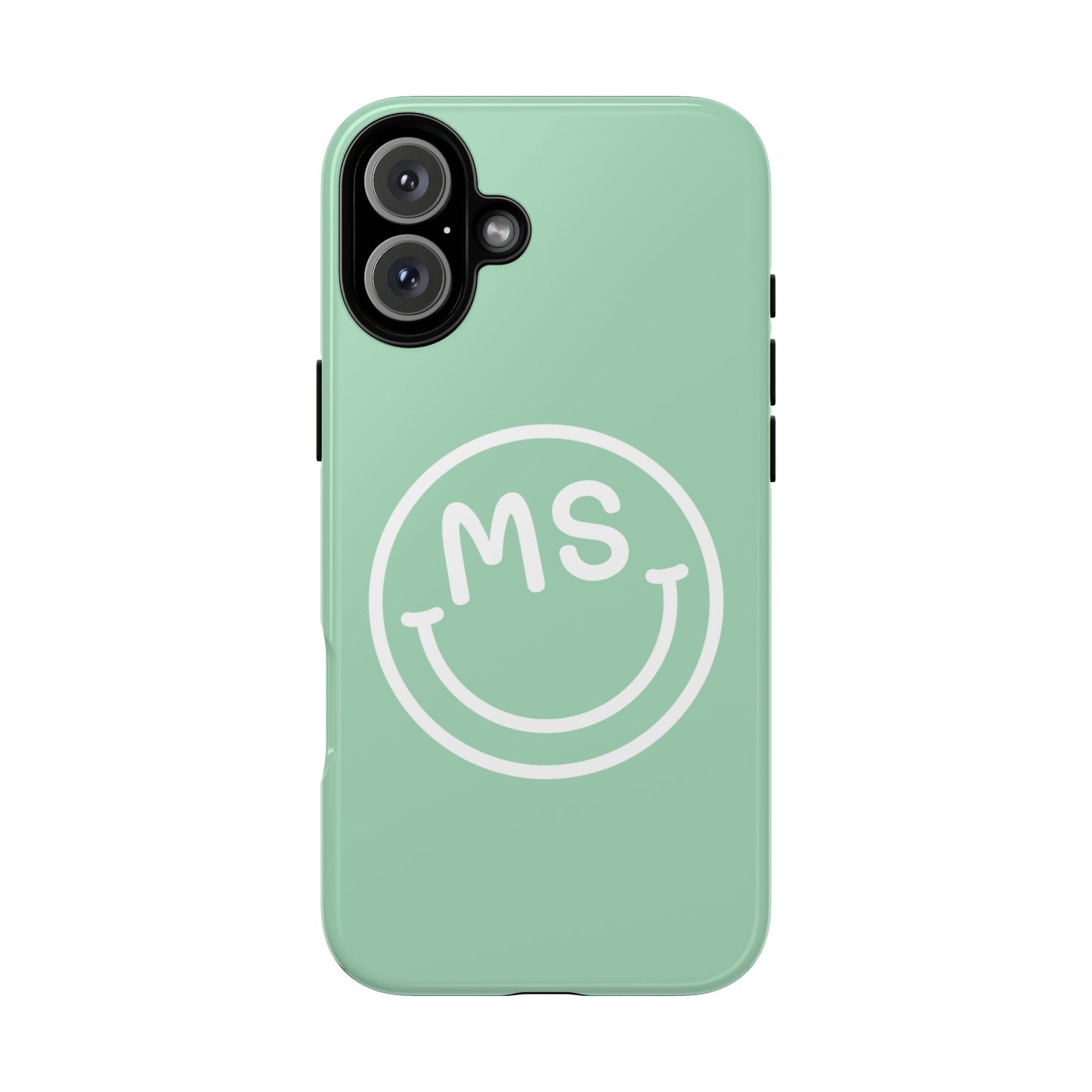 Custom Initial Smiley Face iPhone Case - Mint Green