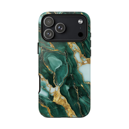 Emerald Green Marble Gold Vein iPhone Case