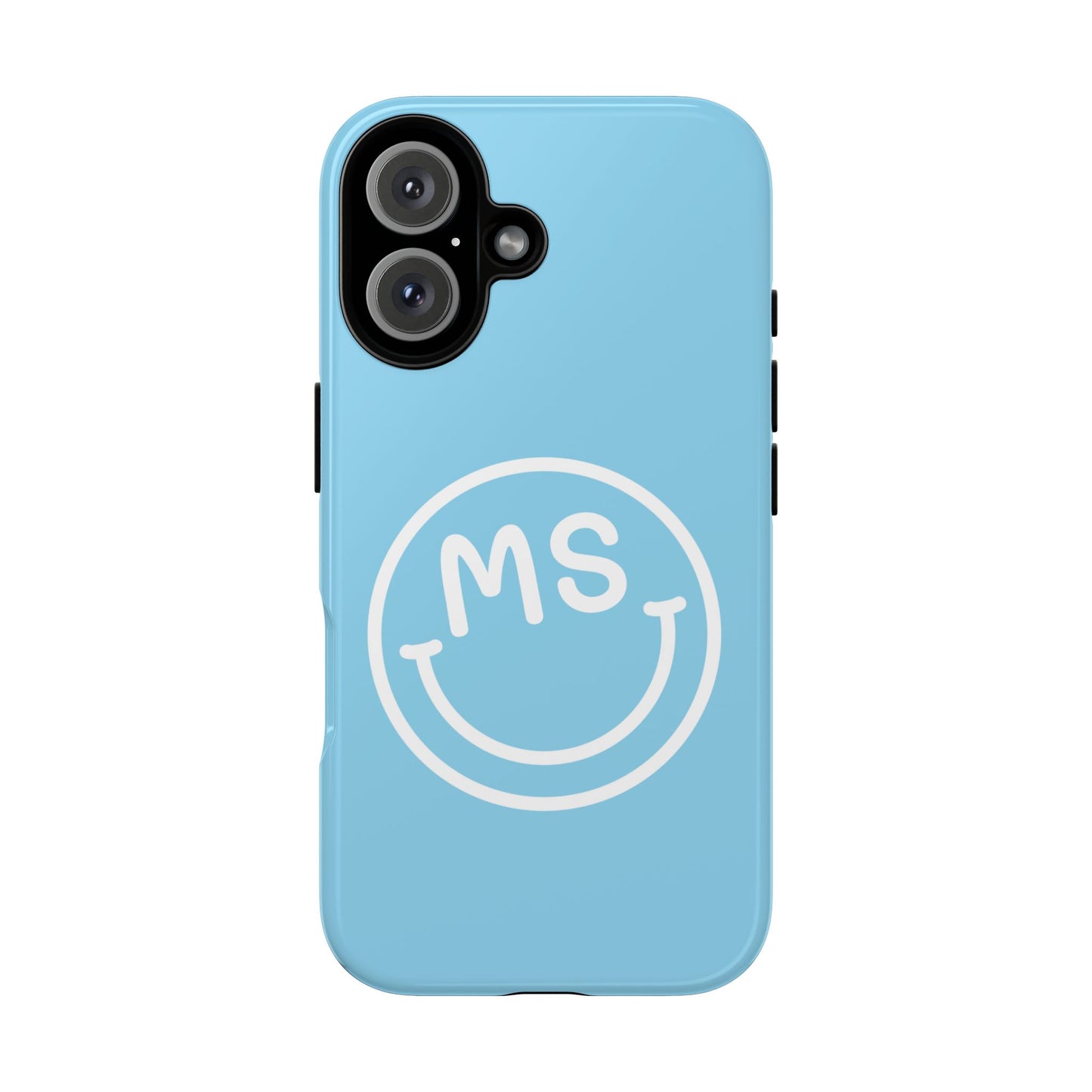 Custom Blue Smiley Face iPhone Case - Add Your Initials