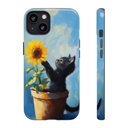 Cute Cat and Sunflower iPhone Case for Pet Lovers