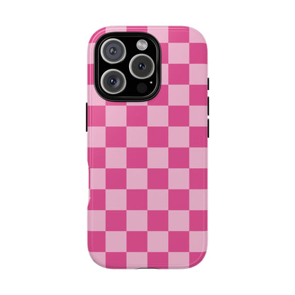 Hot Pink Checker Pattern iPhone Case for Girls