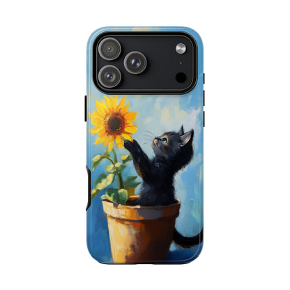 Cute Cat and Sunflower iPhone Case for Pet Lovers