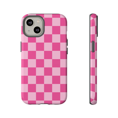 Hot Pink Checker Pattern iPhone Case for Girls