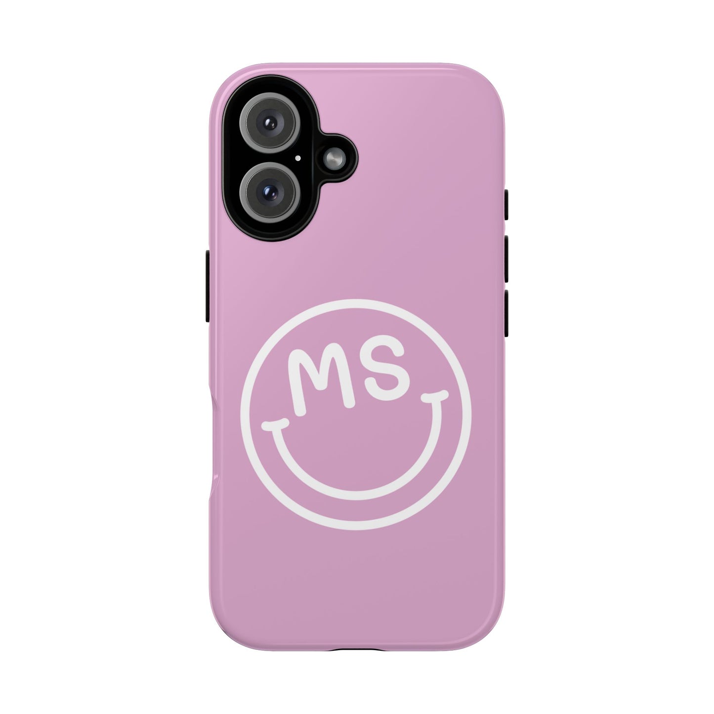 Cute Smiley Face iPhone Case - Personalized Initials - Mauve
