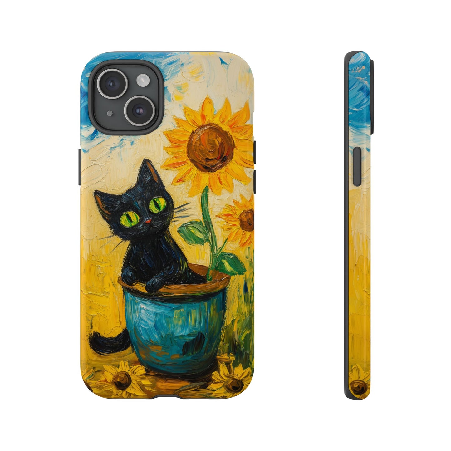 Whimsical Sunflower Cat iPhone Case - Golden Bloom