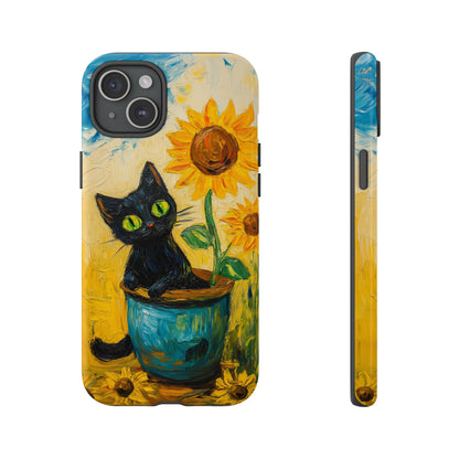 Whimsical Sunflower Cat iPhone Case - Golden Bloom