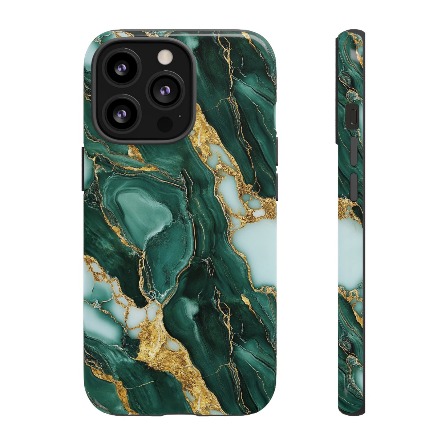Emerald Green Marble Gold Vein iPhone Case