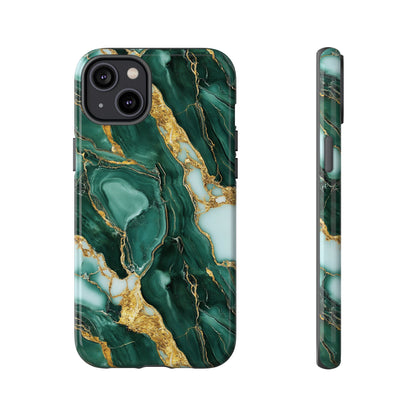 Emerald Green Marble Gold Vein iPhone Case