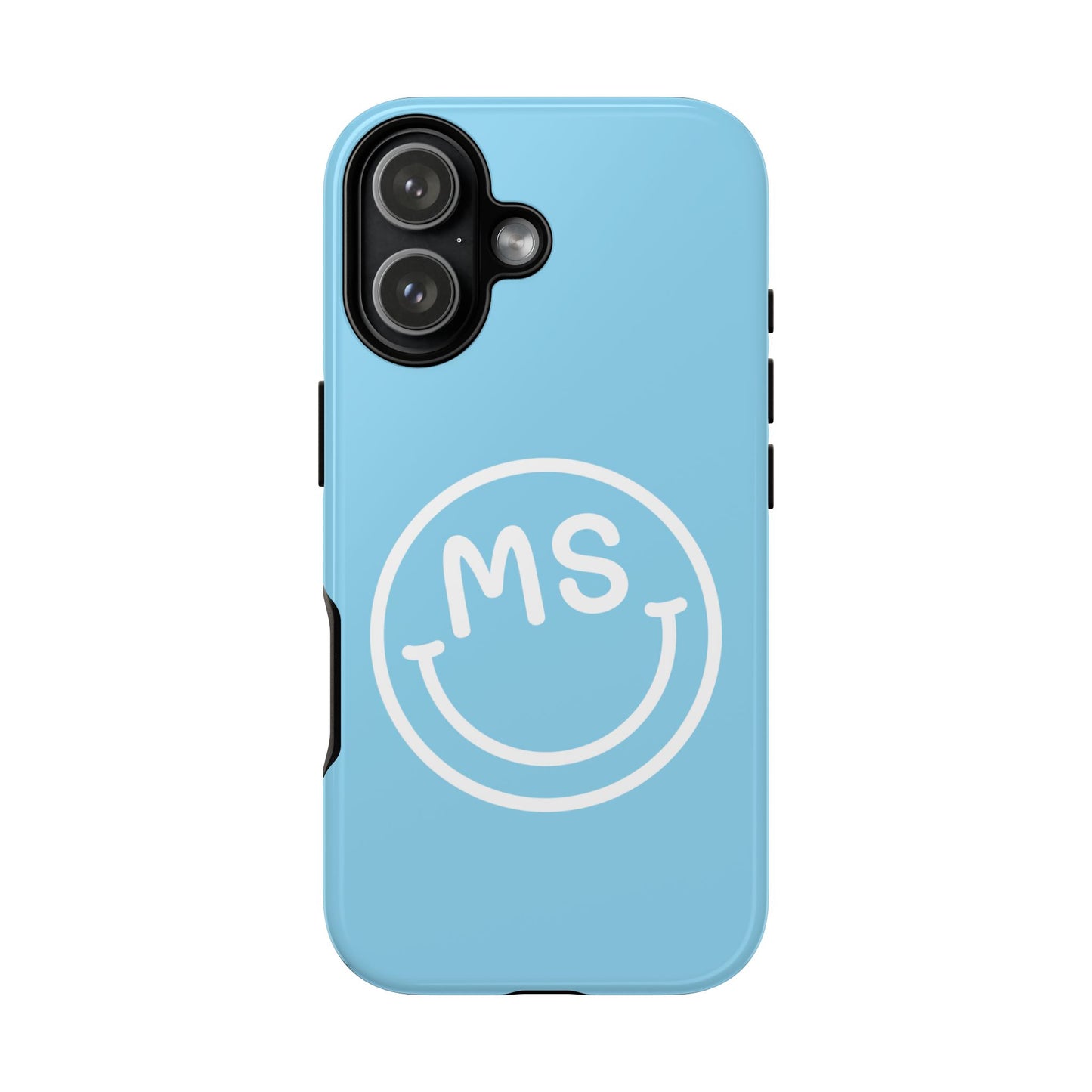 Custom Blue Smiley Face iPhone Case - Add Your Initials