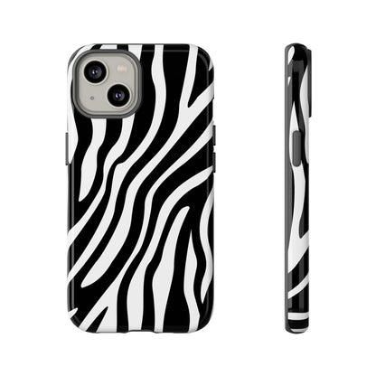 Zebra Print iPhone Case - Black White