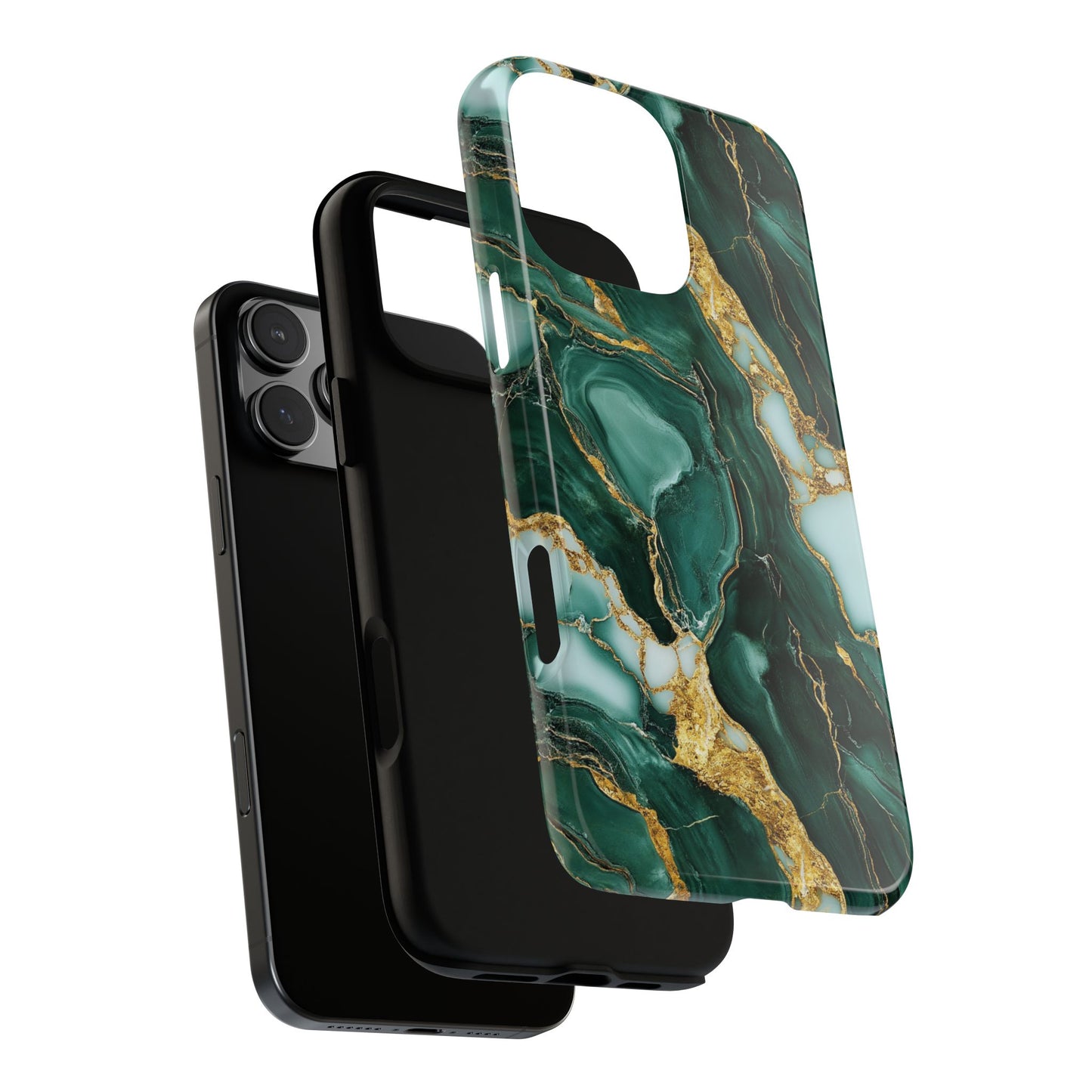 Emerald Green Marble Gold Vein iPhone Case