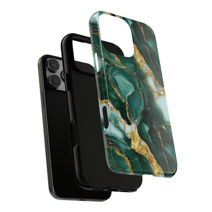 Emerald Green Marble Gold Vein iPhone Case
