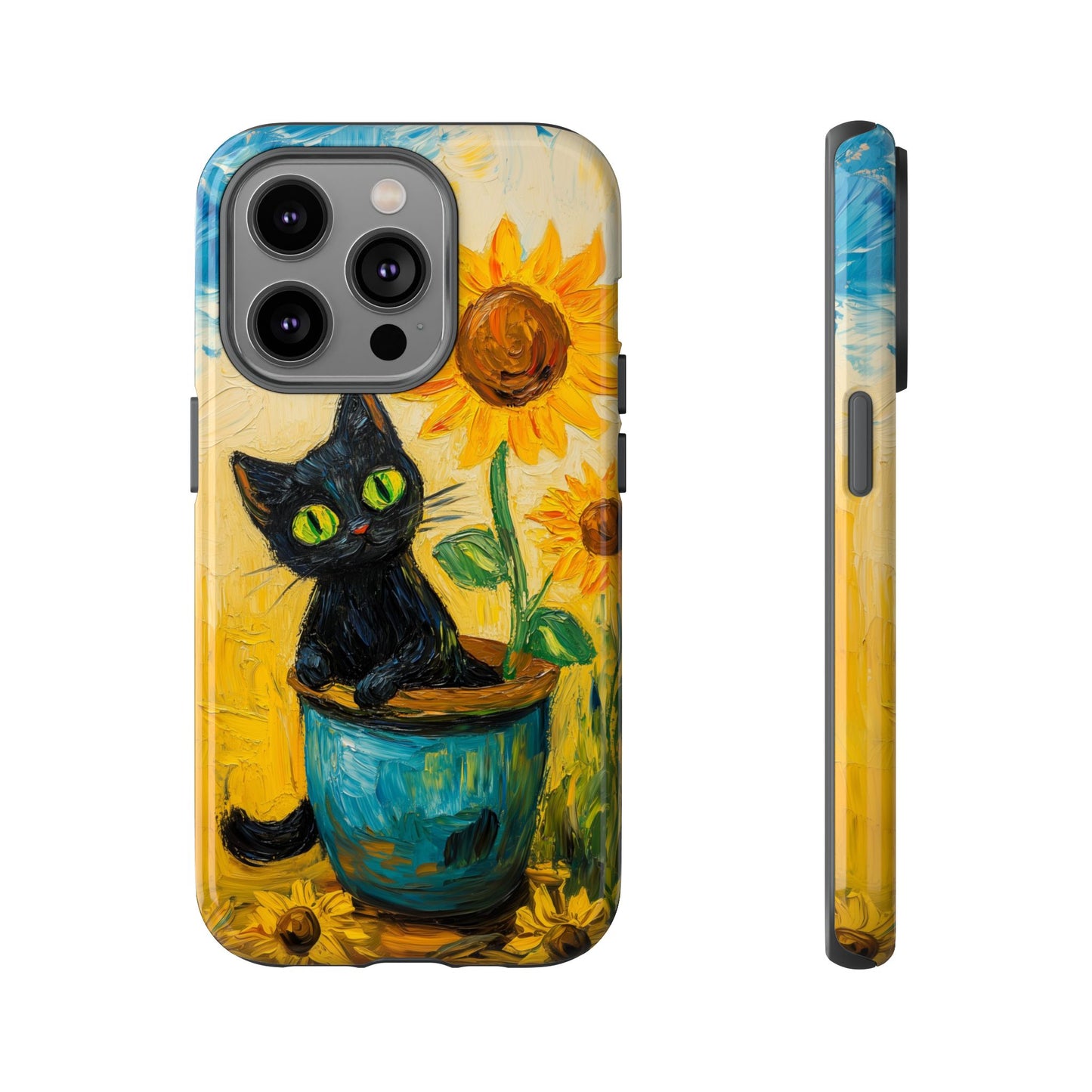 Whimsical Sunflower Cat iPhone Case - Golden Bloom