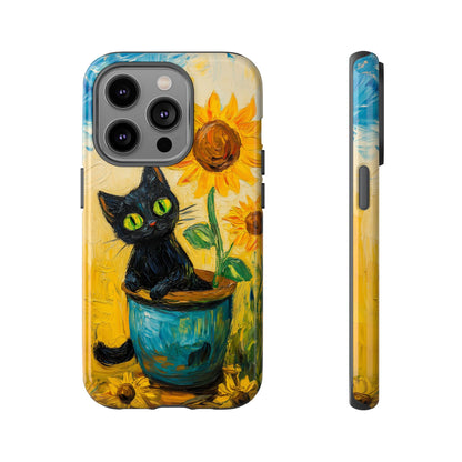 Whimsical Sunflower Cat iPhone Case - Golden Bloom