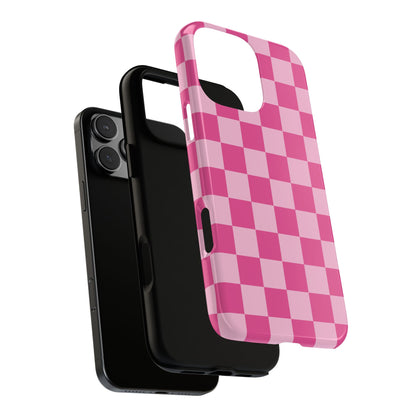 Hot Pink Checker Pattern iPhone Case for Girls